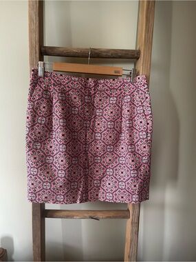J. Crew Pink and Black Geo Floral Mini Skirt, like new, size 6